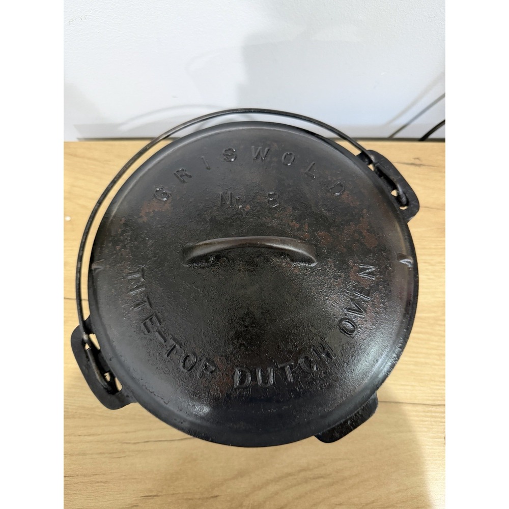 Antique Griswold No 8 Tite-Top Dutch Oven Pat 1920 Erie PA Cast Iron w/ Lid
